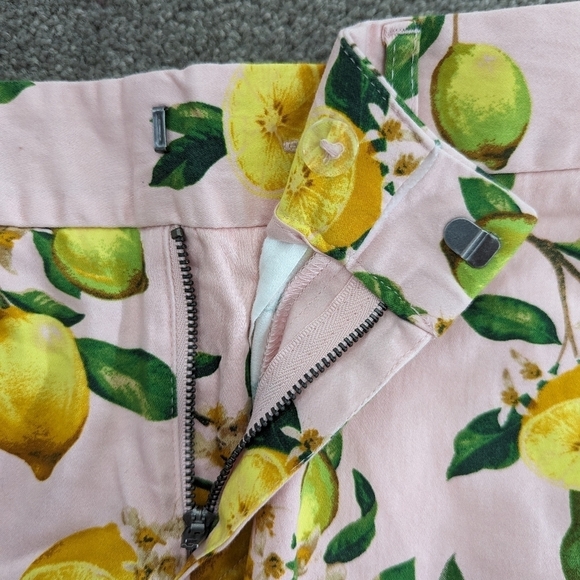 CYNTHIA Rowley yellow lemon print pink base cotton shorts size 4 - Picture 12 of 12